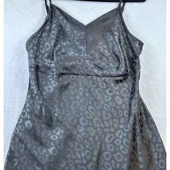 Wanderlux Black Leopard Satin Slip Dress Sz L Coquette Elevated Whimsy Witchy - Picture 6 of 12
